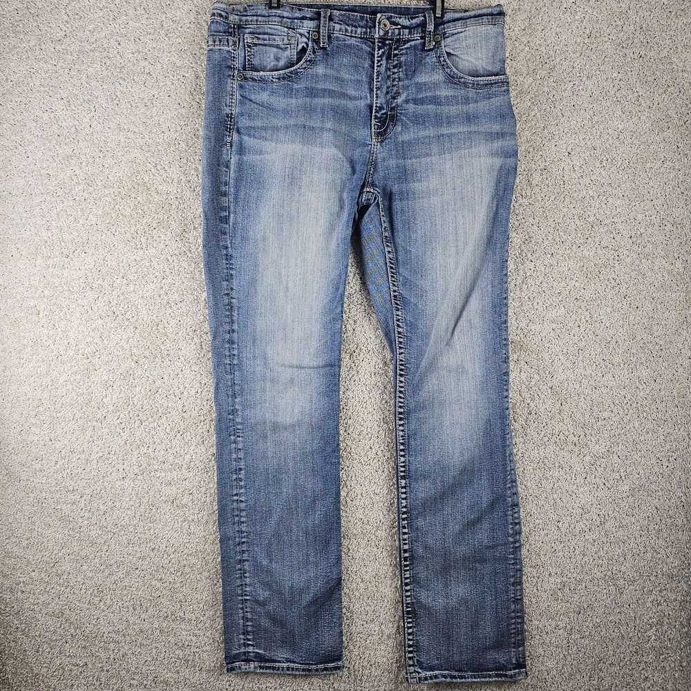 BKE Tyler Straight Leg Jeans Size 36x36 Blue Denim Stretch Light Wash